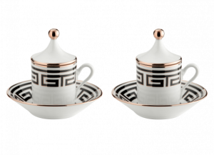 Ginori Labirinto Black Tete a Tete Coffee Set